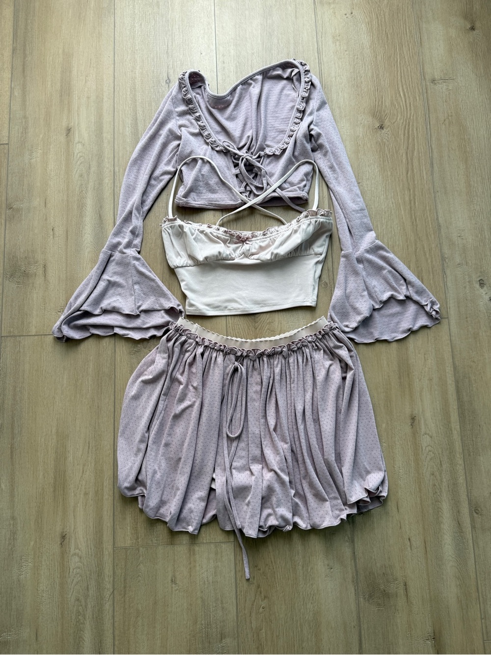 Pink Ruffle Tie-Front Mini Skort Set - Picture 2 of 11